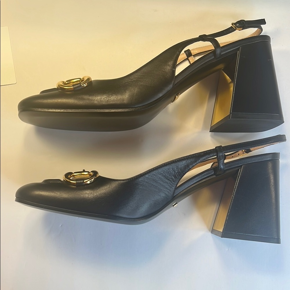 NWT Gucci Horsebit Slingback Pump Leather Heels in Black Women's Shoes Size 41 - Picture 10 of 16